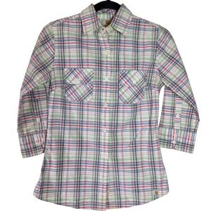 Carhartt Plaid Button Up Shirt Fitted Long Sleeve Workwear Womens Small
